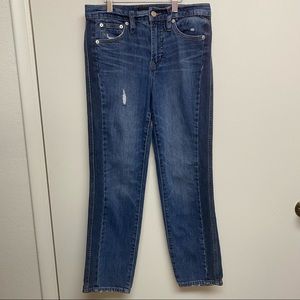 J.‎ Crew vintage distressed straight stripe panel  jeans 26P 26 petite womens